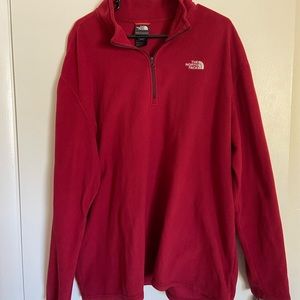 Mens Red Fleece North Face 1/4 Zip